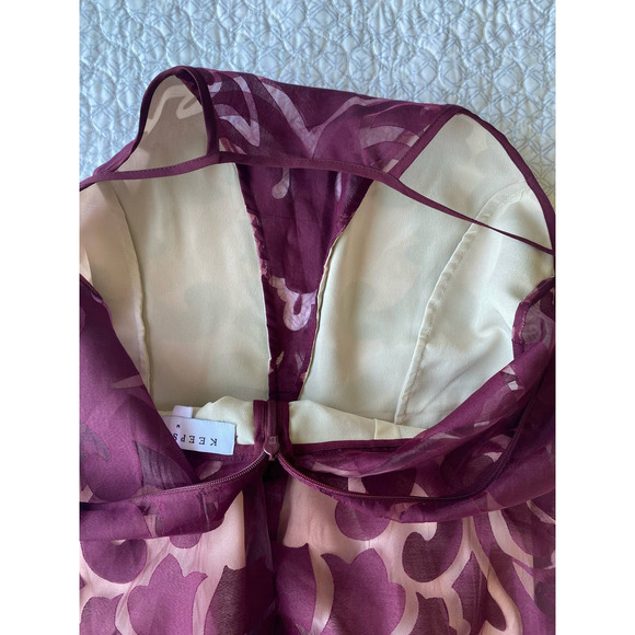 Keepsake Romantic Rebel Burnout Lace Skater Dress i n Wine, Medium - Picture 5 of 11